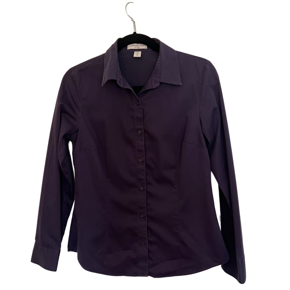 Coldwater Creek Deep Purple Button Down Shirt Womens Size XS (4-6)